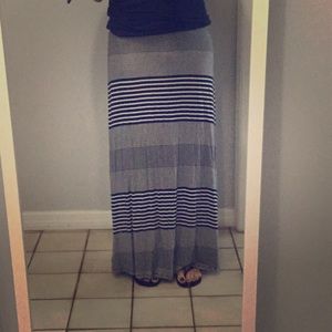 Black and white striped maxi skirt